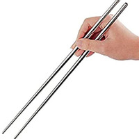 چاپستیک (چاپ استیک ) فلزی ضد زنگ (استیل ساده با انتهای شیاردار)  یک جفت stainless chopstick