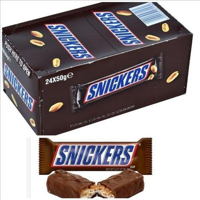 شکلات اسنیکرز اصل وزن 50 گرم ا Snickers chocolate original, weight 50 grams باکس ۲۴ عددی